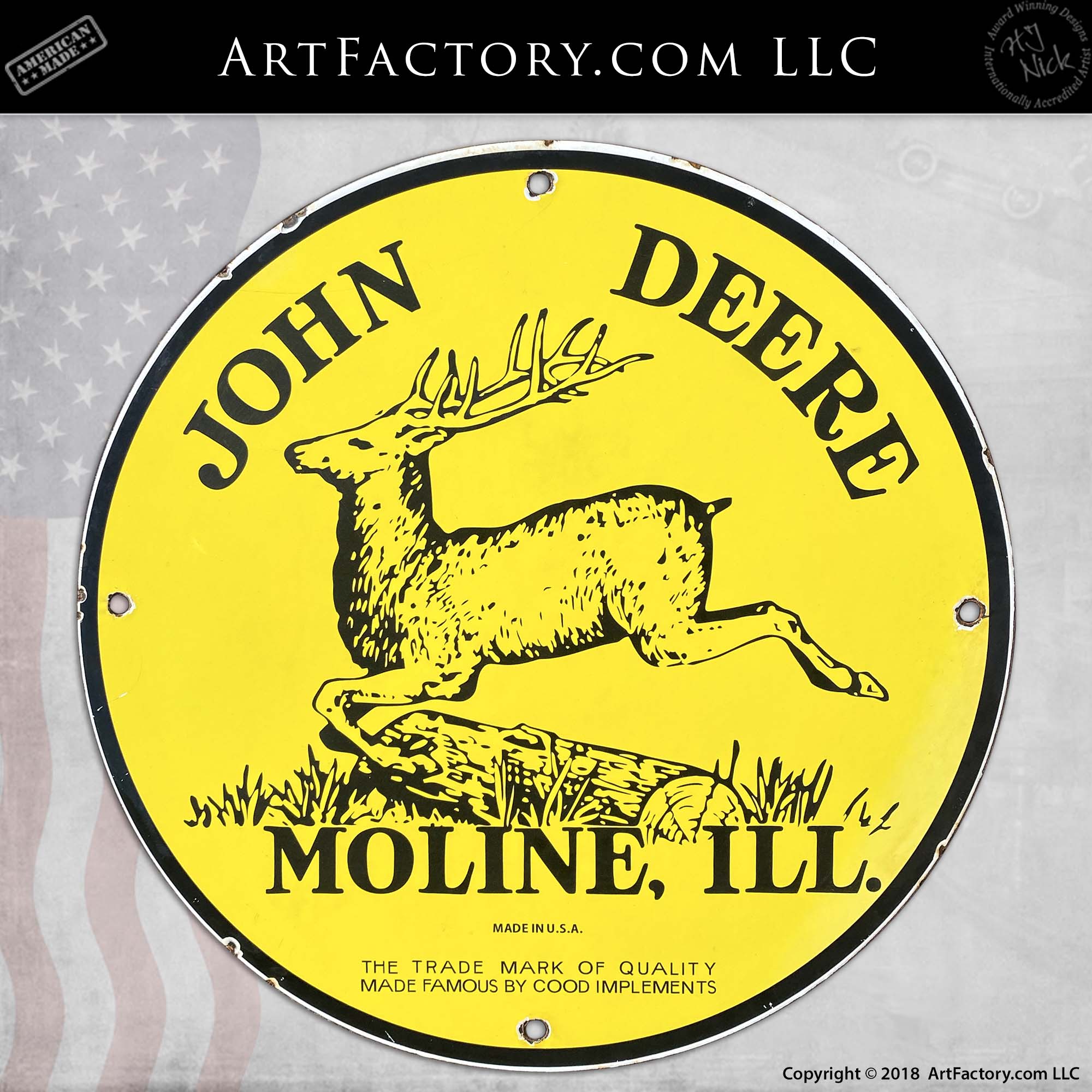 Vintage John Deere Moline, Ill. Sign