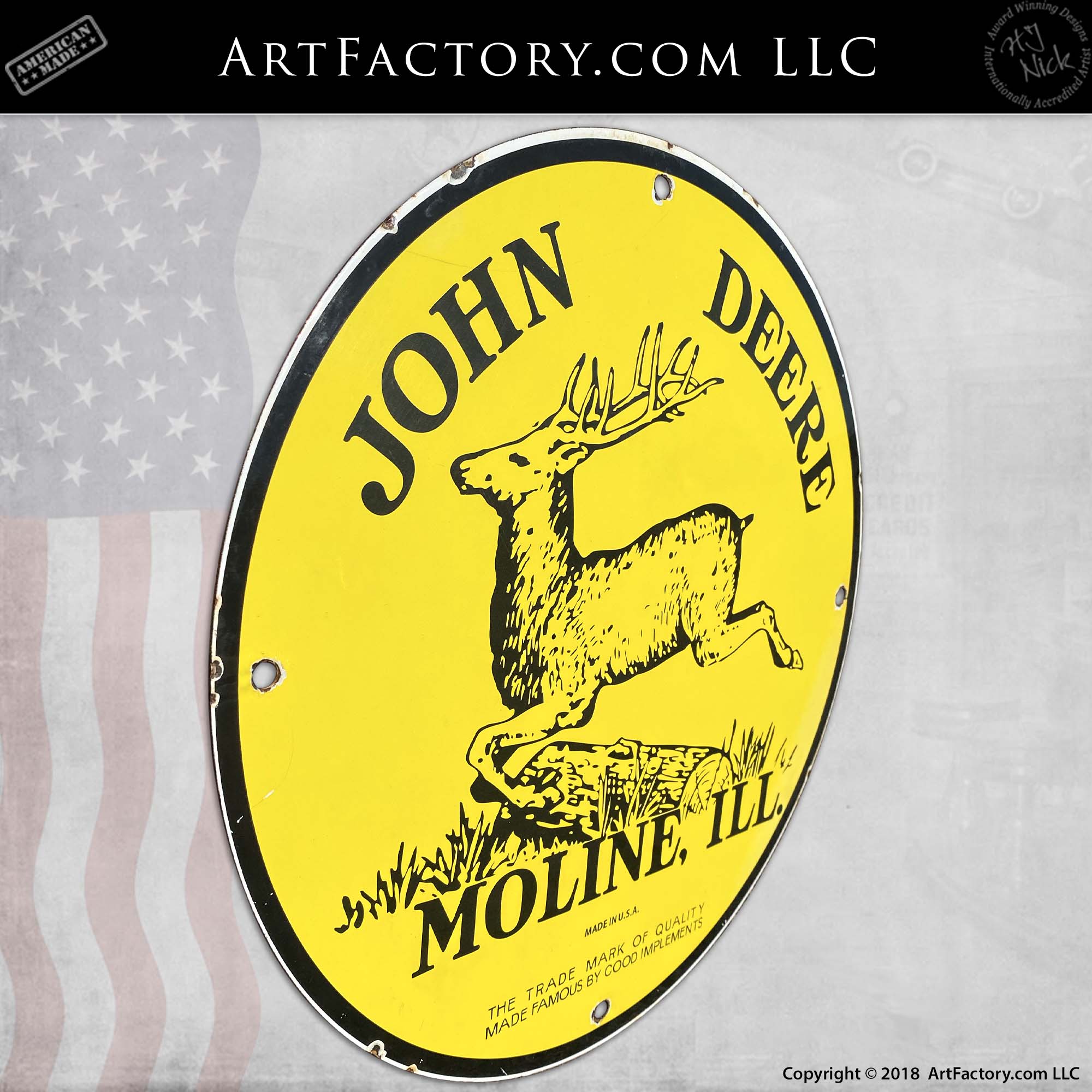 Vintage John Deere Moline, Ill. Sign