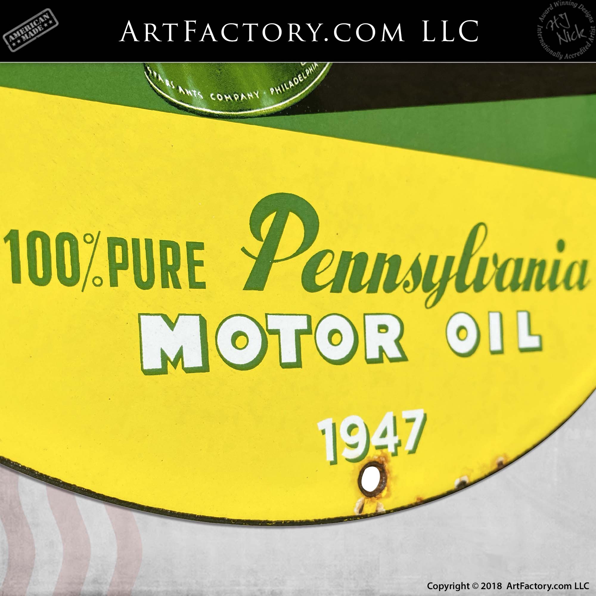Vintage Star Cowgirl Pennsylvania Motor Oil Sign