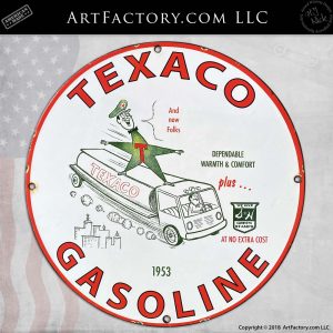 Vintage Texaco Gasoline Plus Green Stamps Porcelain Sign