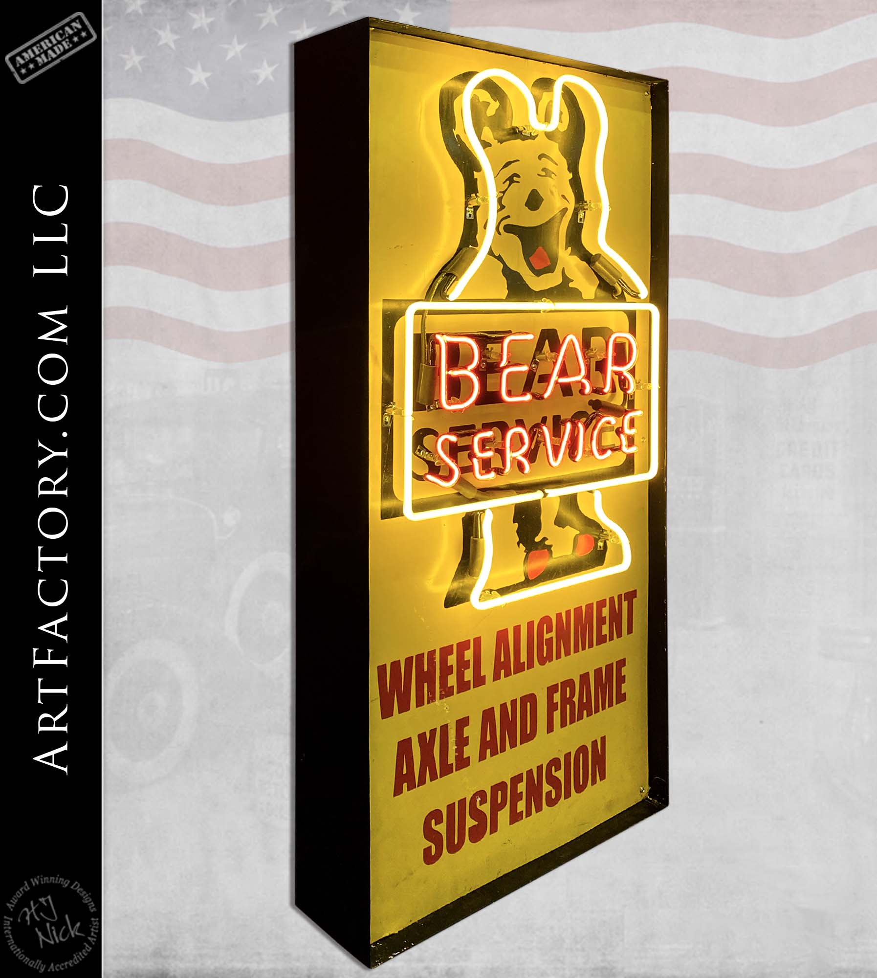 Vintage Rare Neon Bear Service Sign
