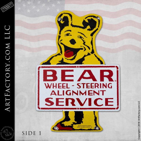 Vintage Bear Wheel Steering Sign