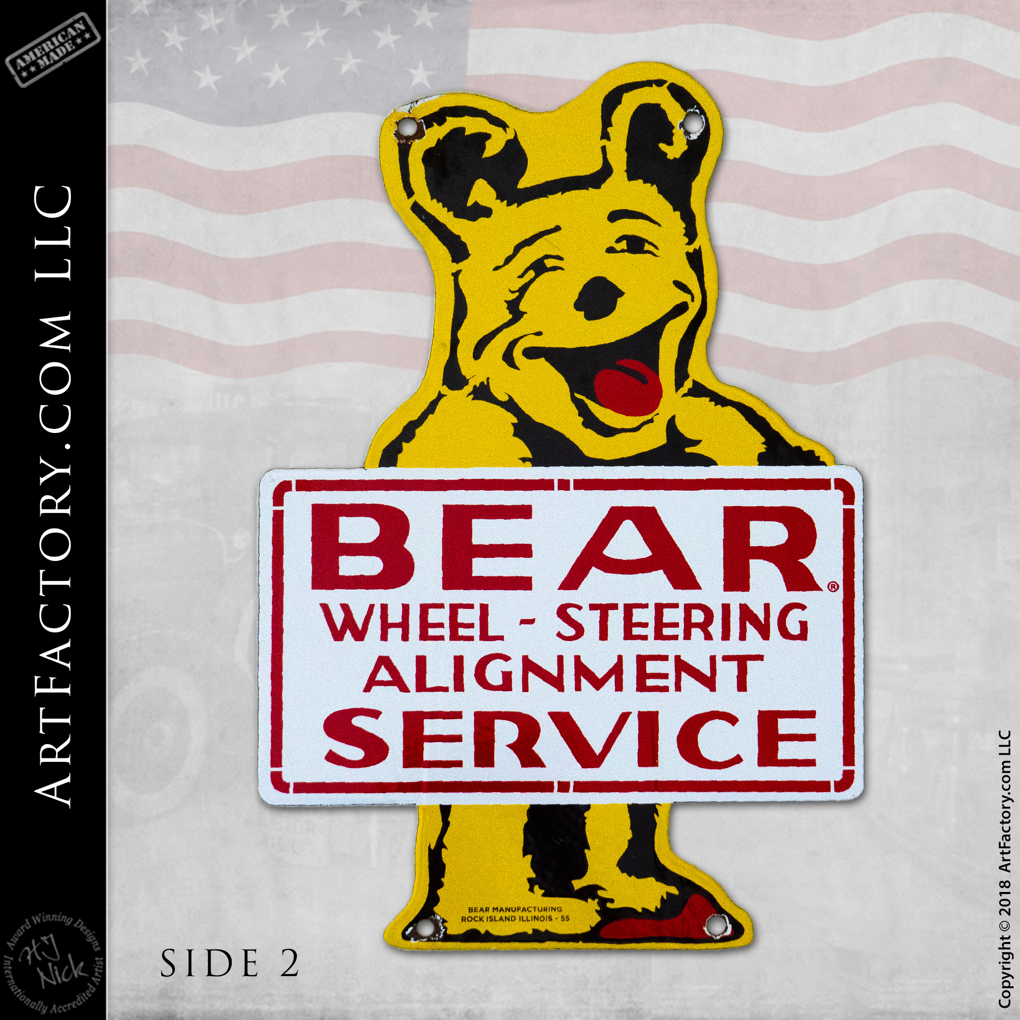 Vintage Bear Wheel Steering Sign
