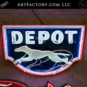 Vintage Neon Greyhound Depot Sign