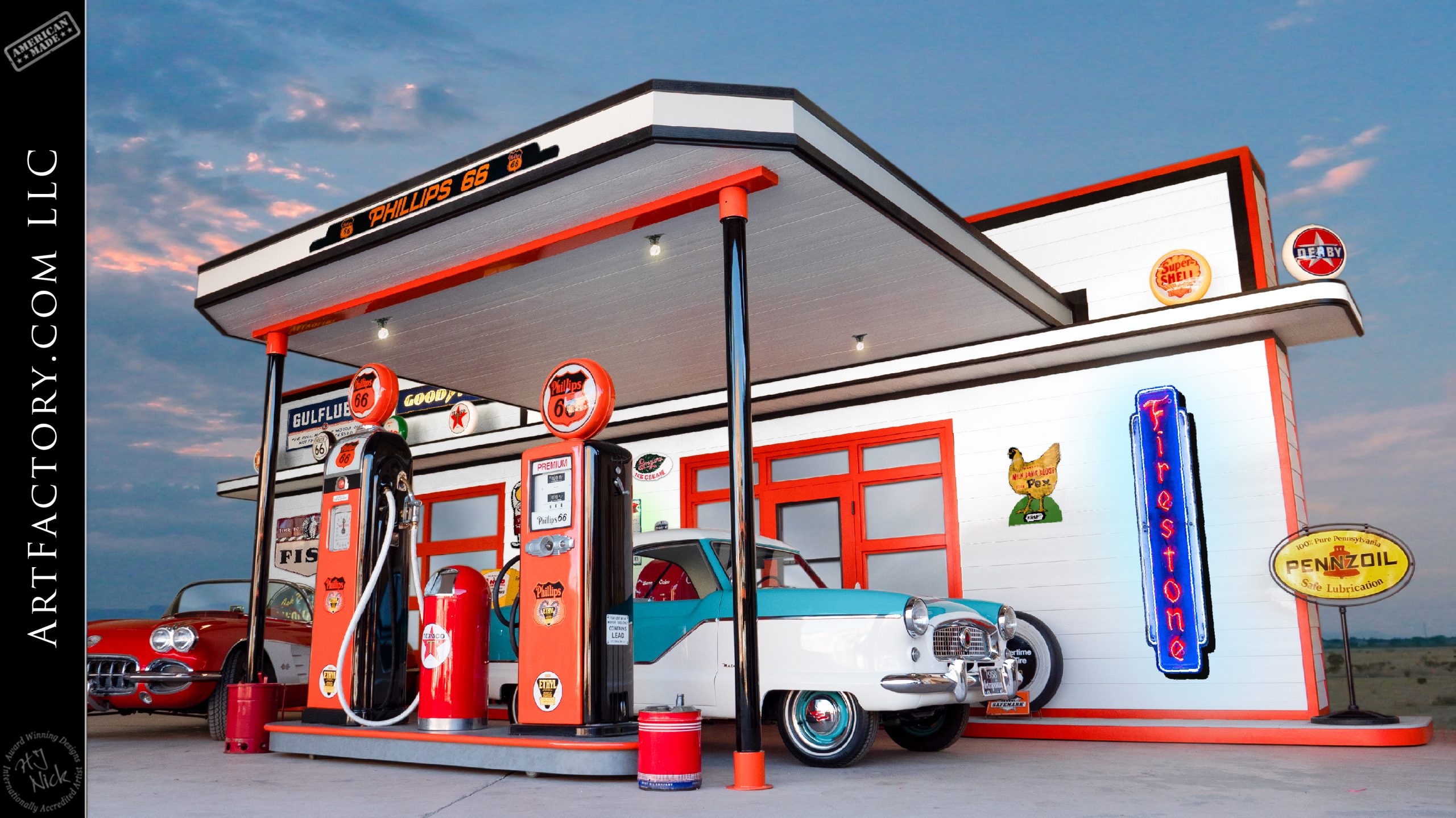 Vintage Gas Station, General Store and Garage Facades, Springfield, TN, Production