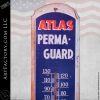 Vintage Atlas thermometer sign close up top of sign