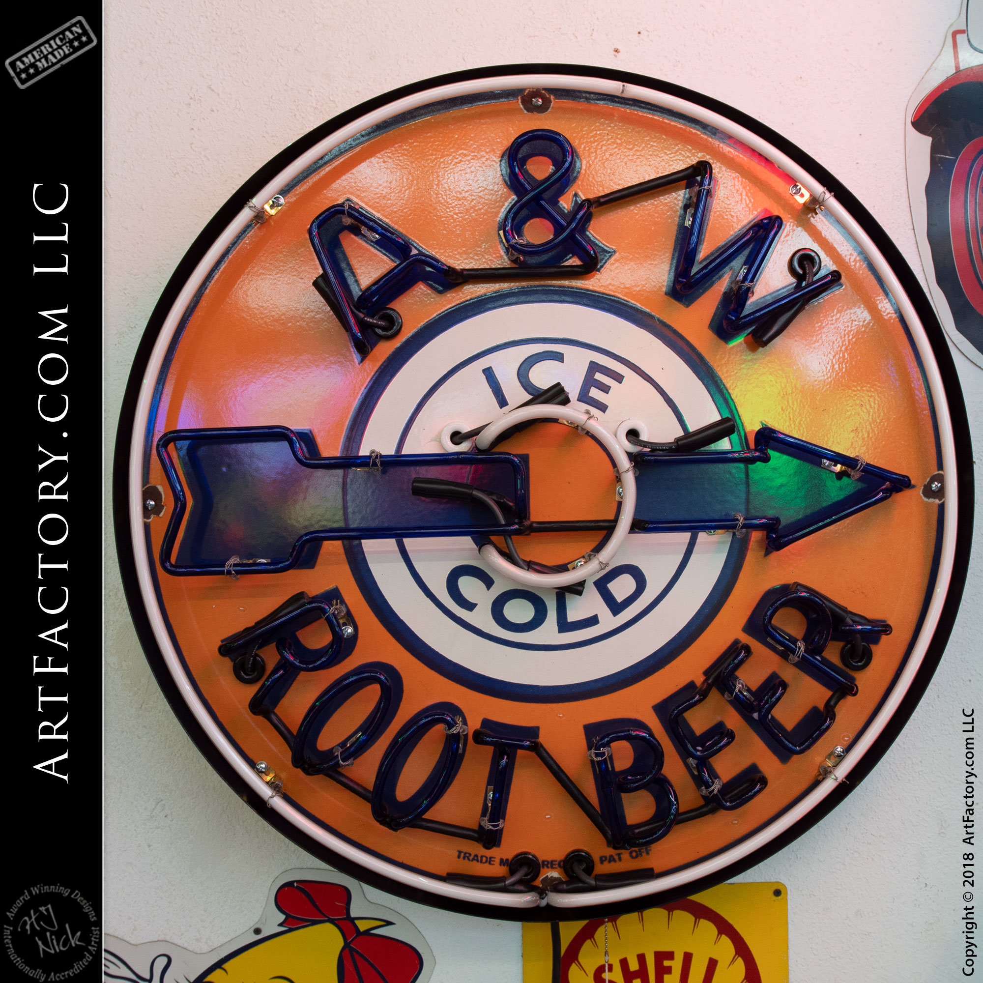 ice cold A&W ROOT BEER  top QUALITY porcelain coated 18 GAUGE steel SIGN 
