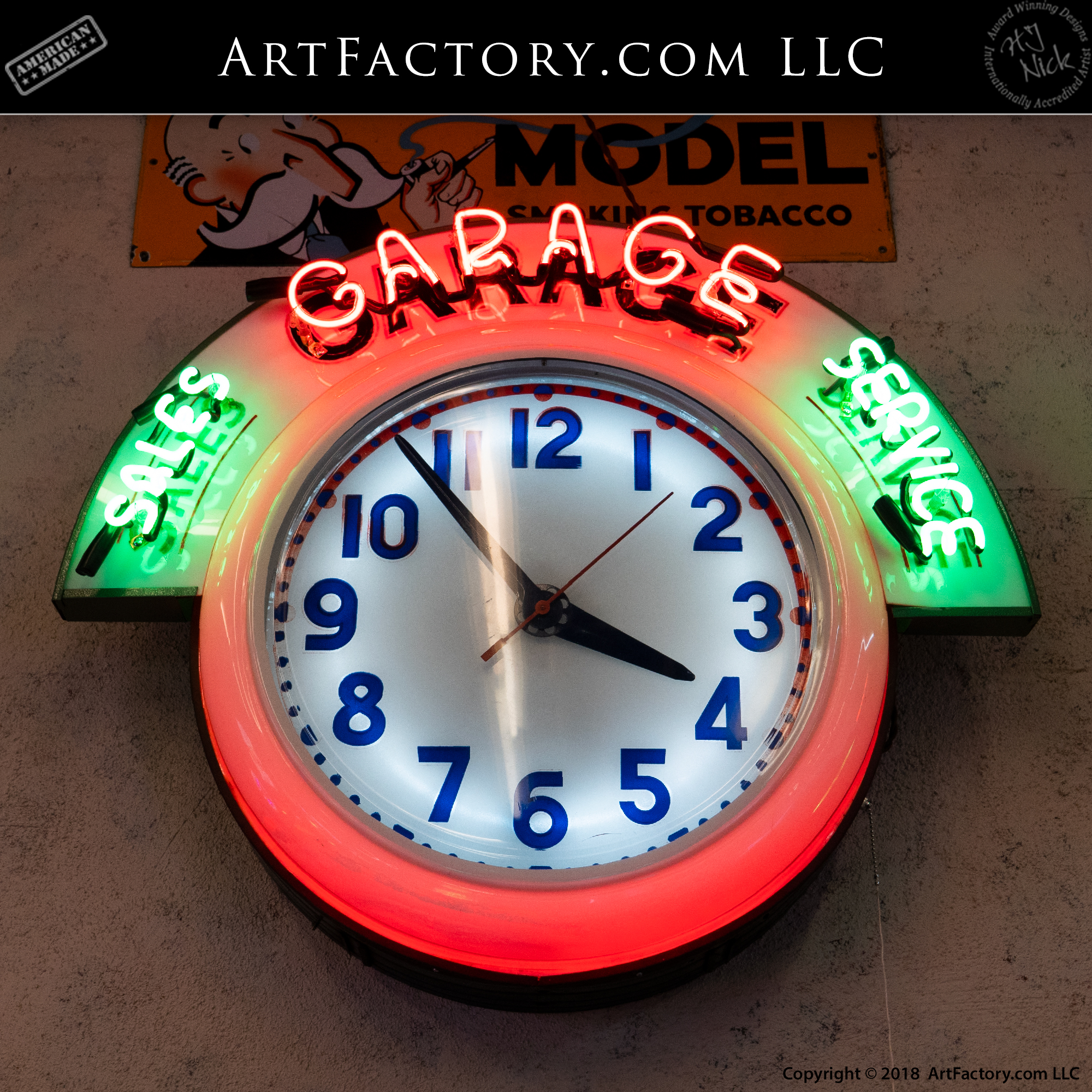 Vintage Garage Neon Clock