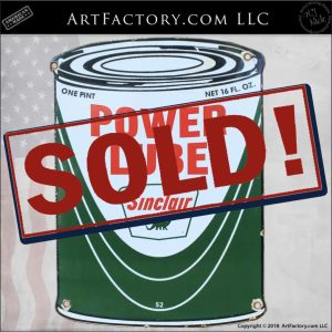 Sinclair Power Lube Sign: Vintage 1950's Porcelain Petroliana - VS6590