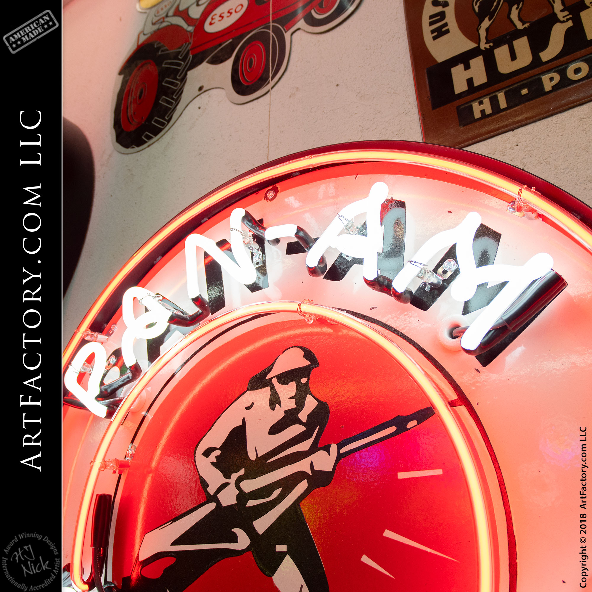 Vintage Neon Pan Am Motor Oil Sign World War One