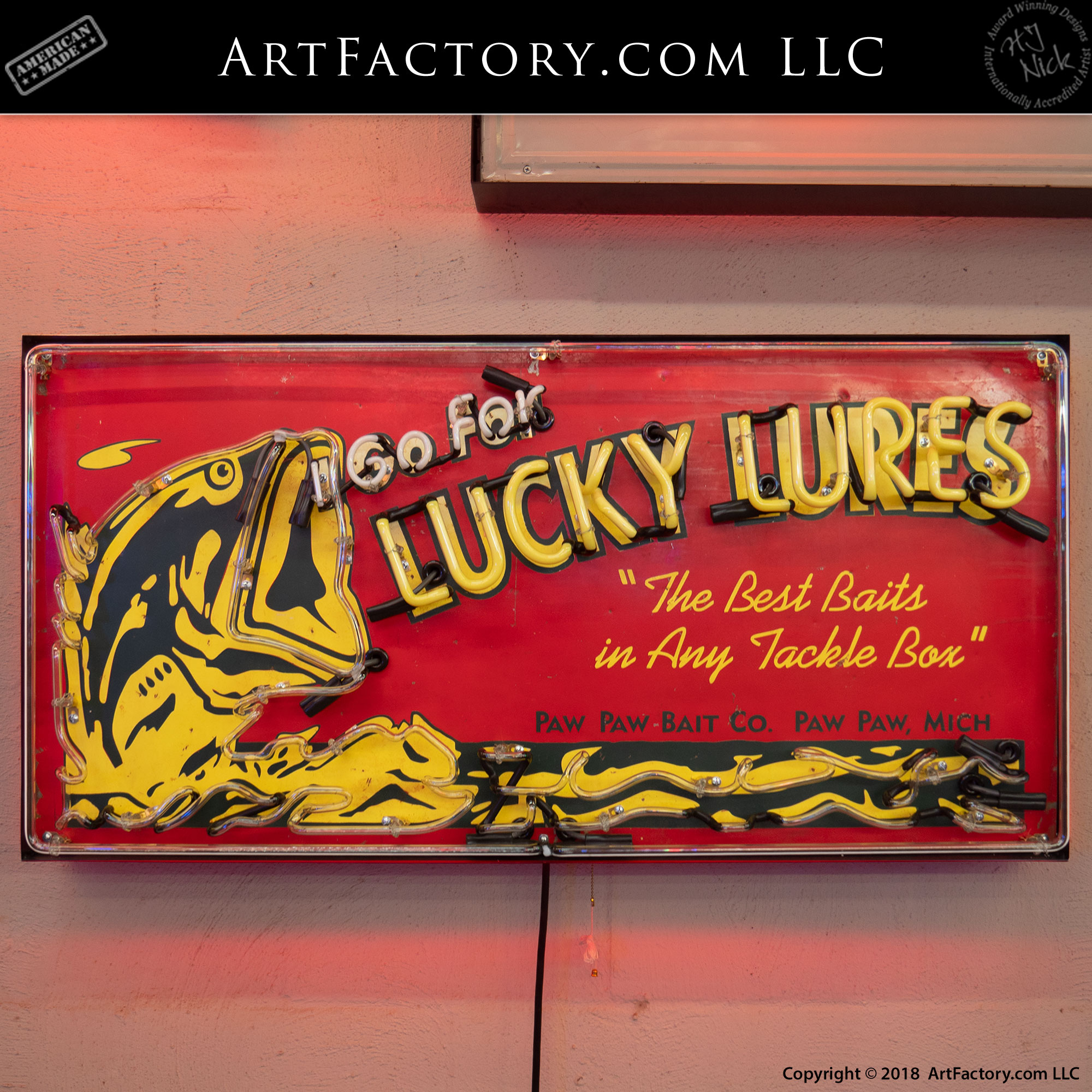 Vintage Neon Lucky Lures Neon Sign
