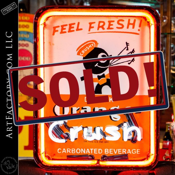 vintage orange crush neon sign sold