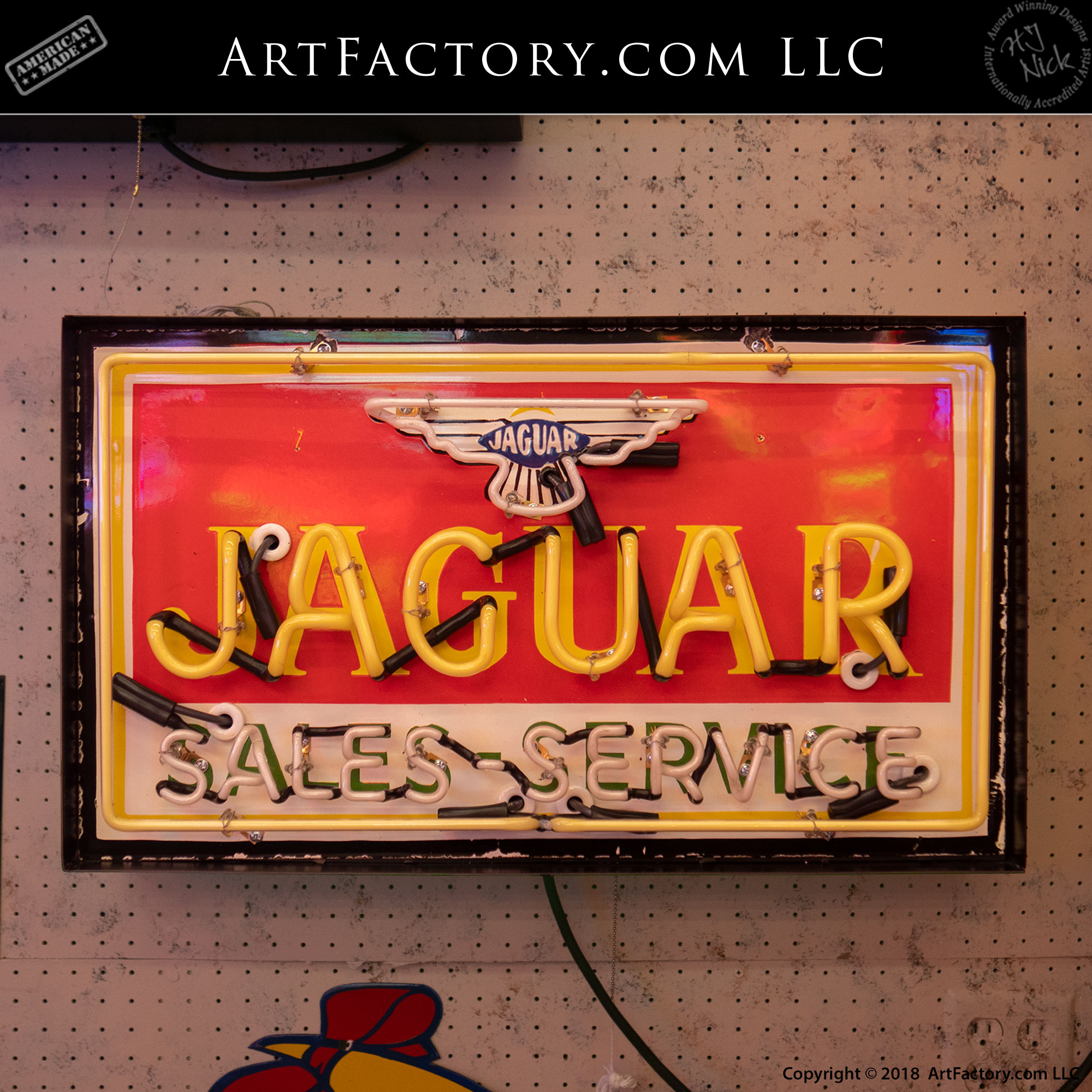 Vintage Jaguar Sales Service Neon Sign
