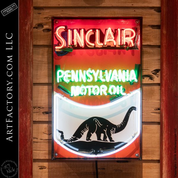 Vintage Sinclair Dino Motor Oil Neon Sign
