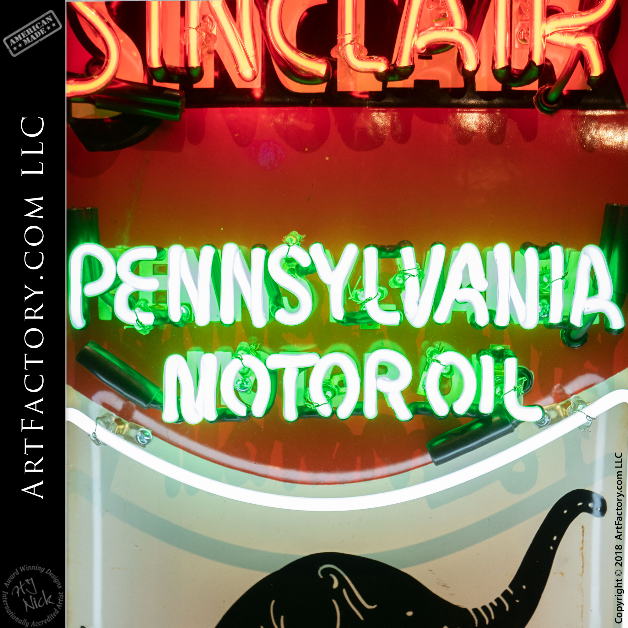 Sinclair Dinosaur Neon Sign: Vintage Pennsylvania Motor Oil