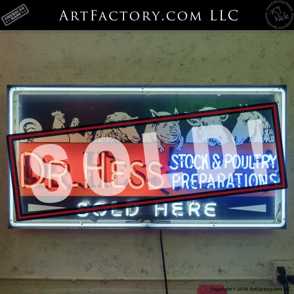 New Vintage Dr. Hess Farm Neon Sign