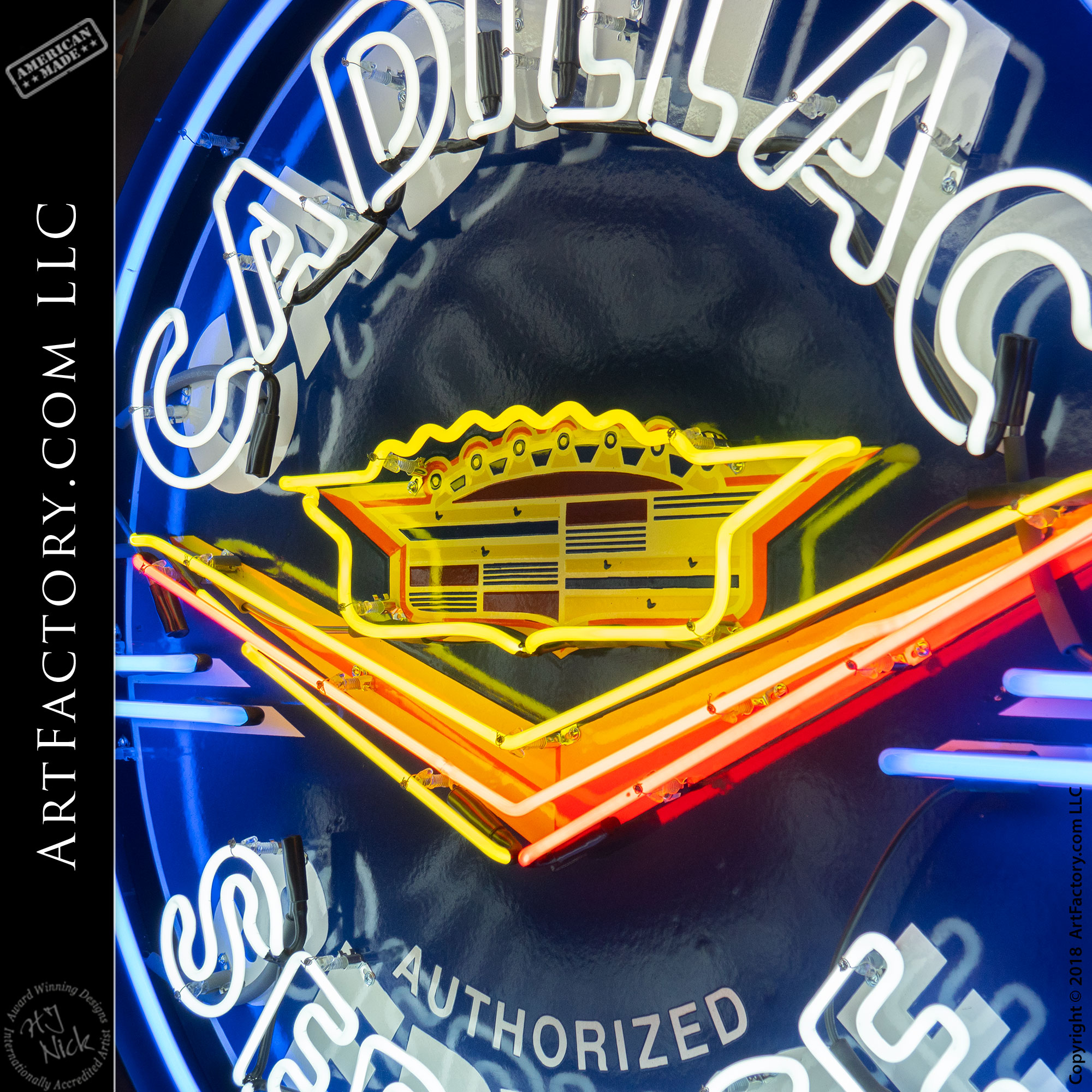 CADILLAC AUTHORIZED SERVICE ROUND METAL SIGN 