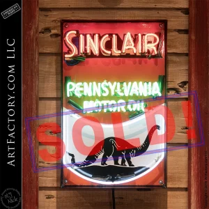 Sinclair Dinosaur Neon Sign: Vintage Pennsylvania Motor Oil Advertising - NS6150