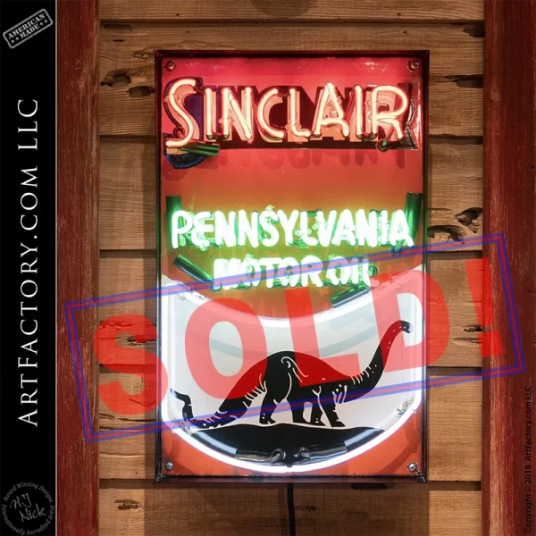 Sinclair Dinosaur Neon Sign: Vintage Pennsylvania Motor Oil Advertising - NS6150