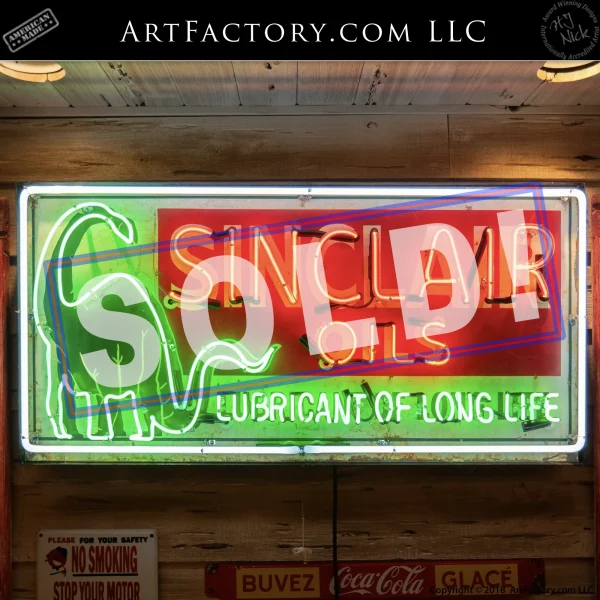 New Buff Sinclair Dinosaur Road Sign - ArtFactory.com