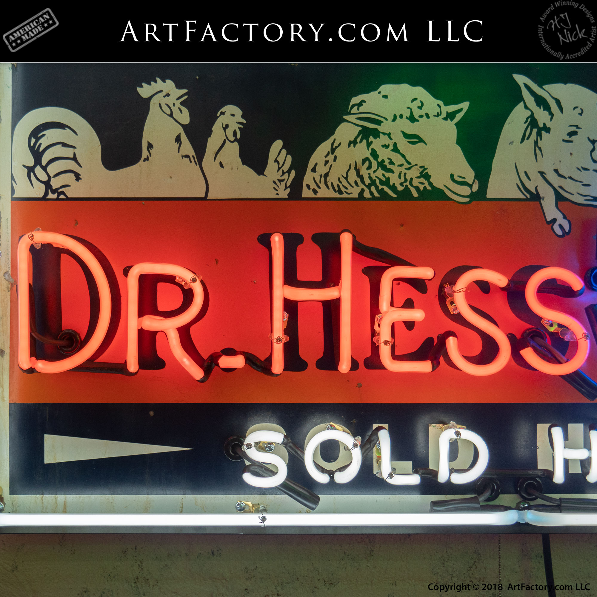 New Vintage Dr. Hess Farm Neon Sign