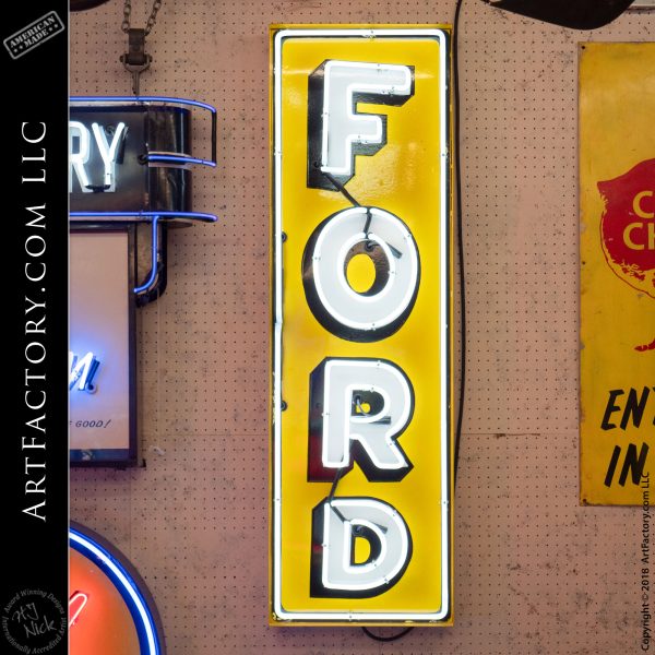 Yellow Ford Vintage Neon Road Sign