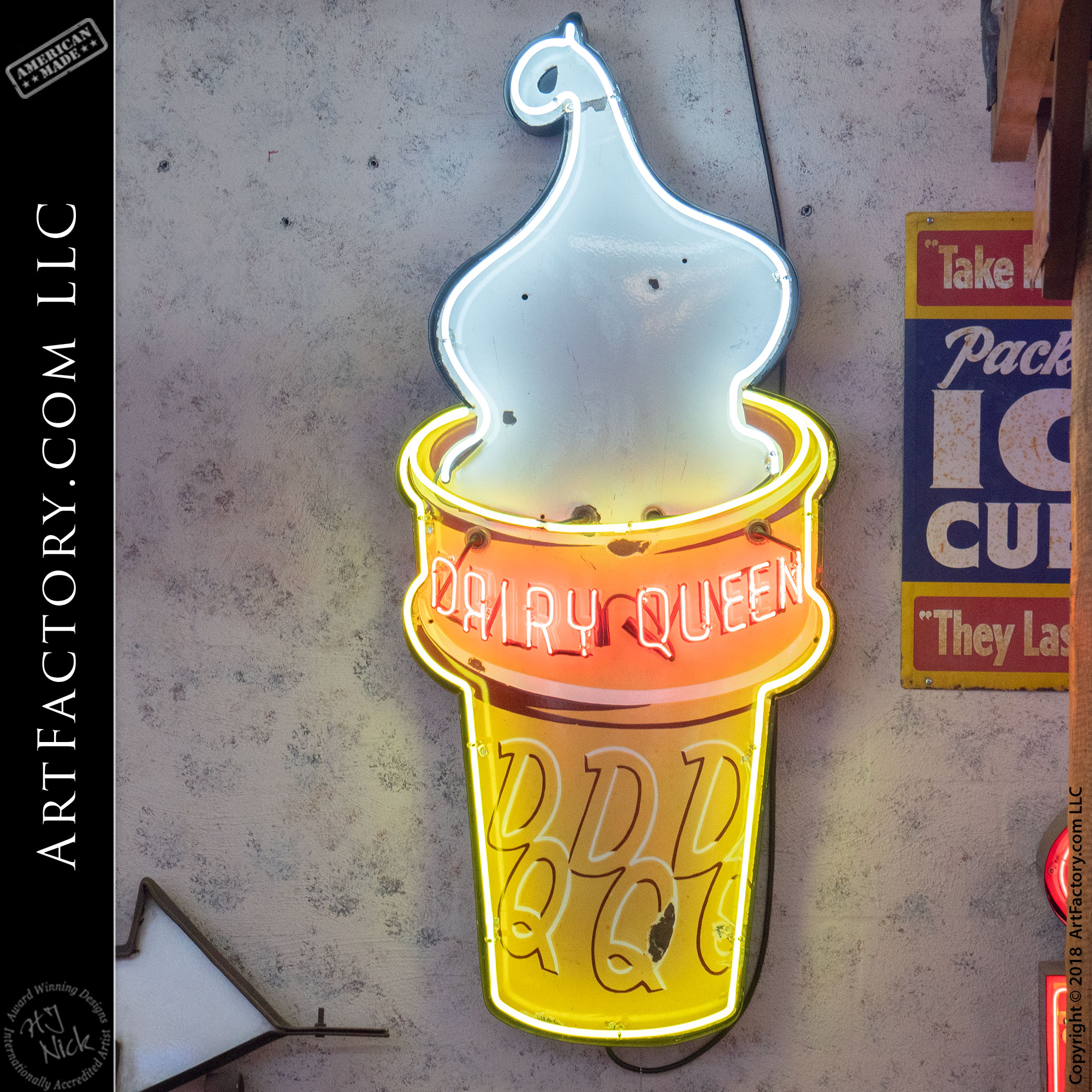 Vintage Dairy Queen Ice Cream Neon Sign