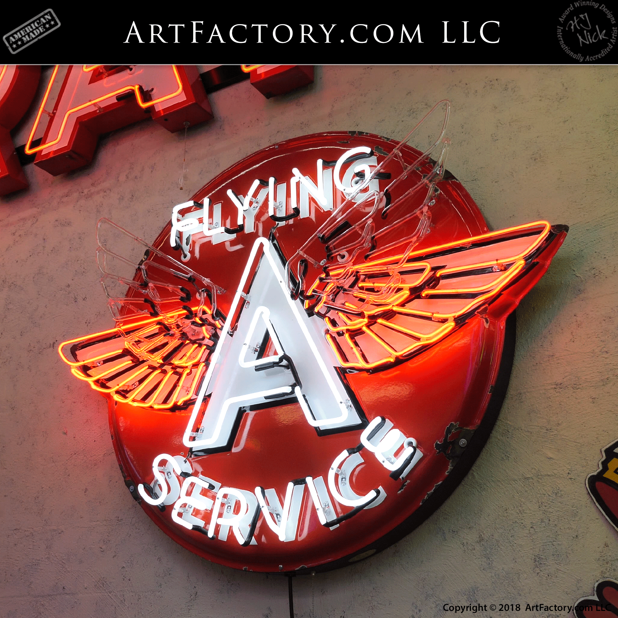 Vintage Flying A Neon Sign