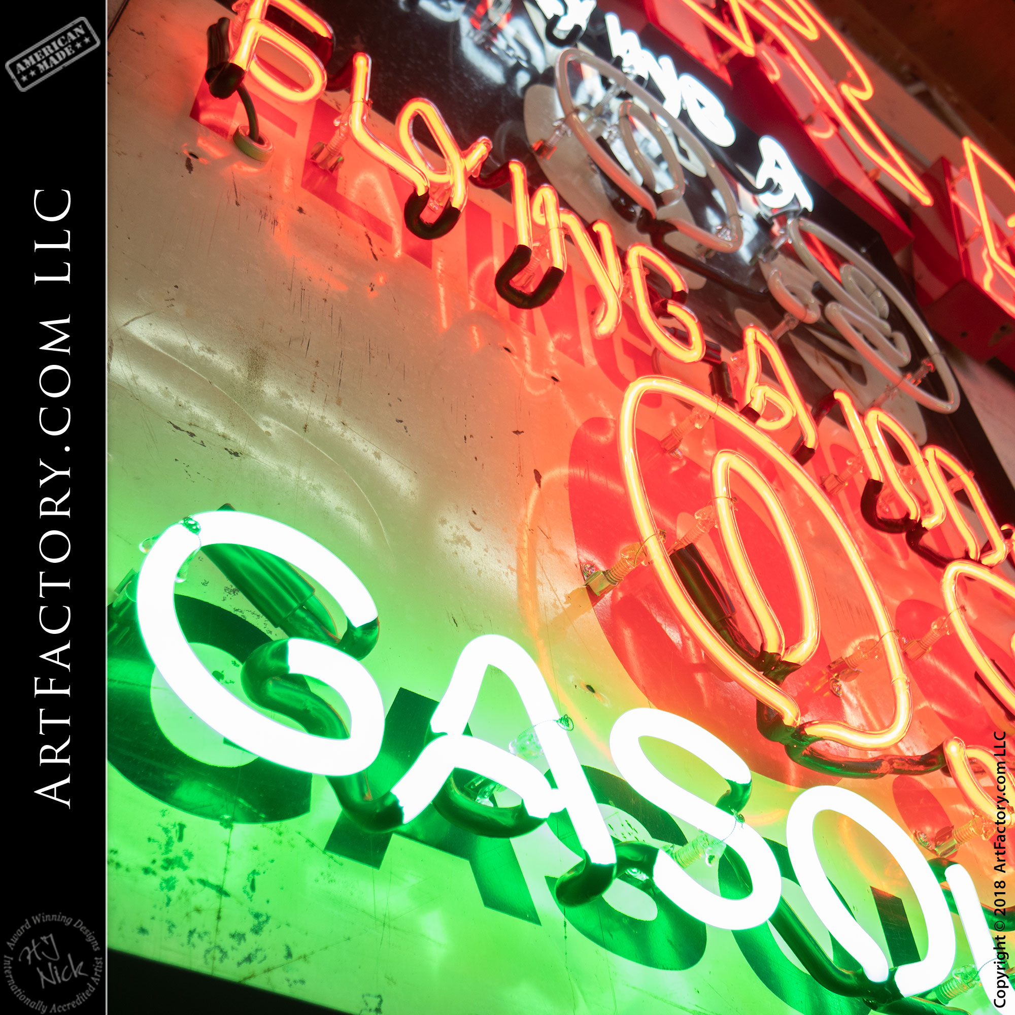 Vintage Neon Gas Road Auto Sign