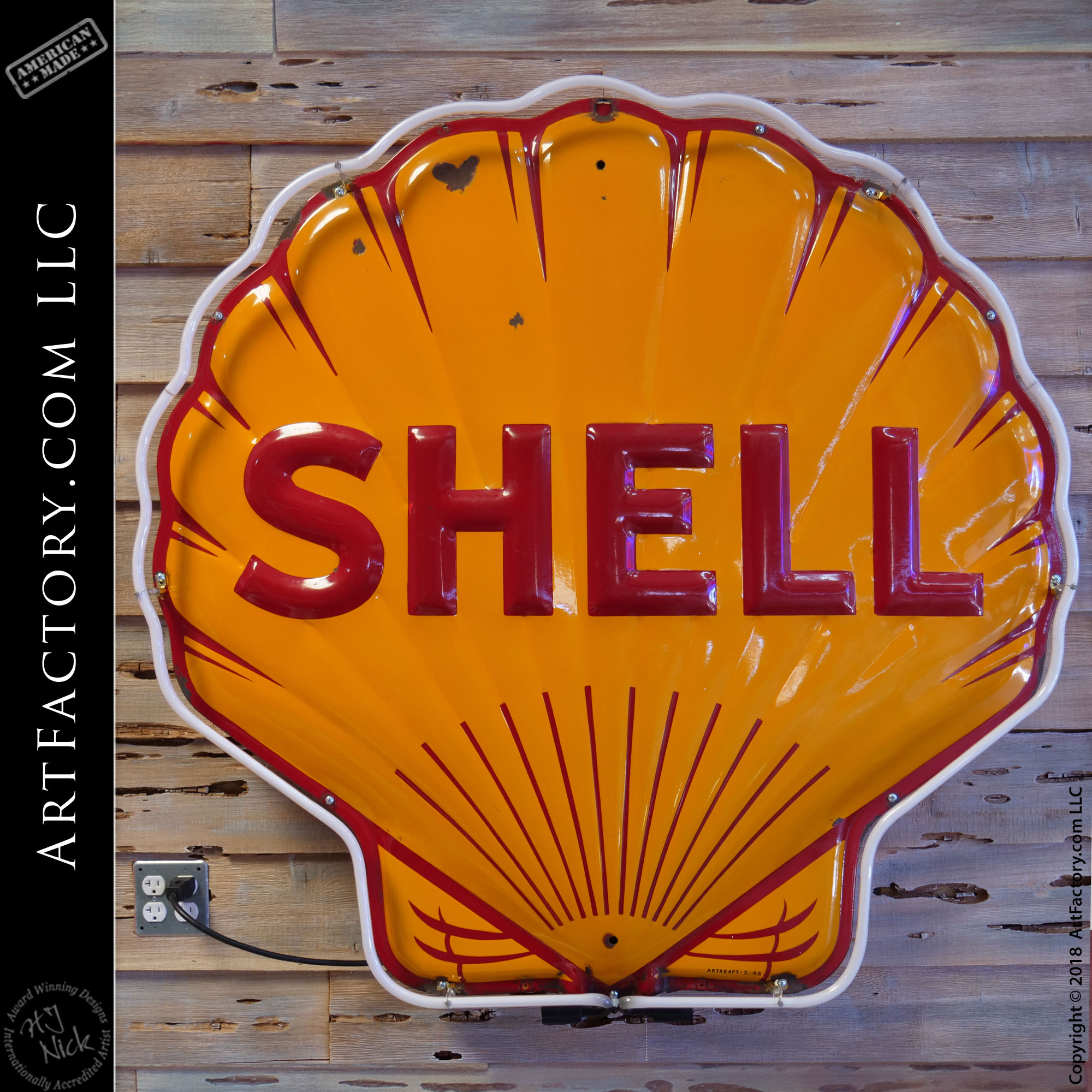 New Neon Yellow Vintage Shell Sign