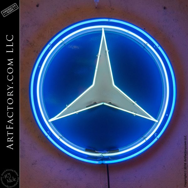 Round Neon Mercedes Sign