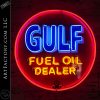Vintage Gulf Fuel Oil Dealer Neon Sign