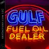 Vintage Gulf Fuel Oil Dealer Neon Sign