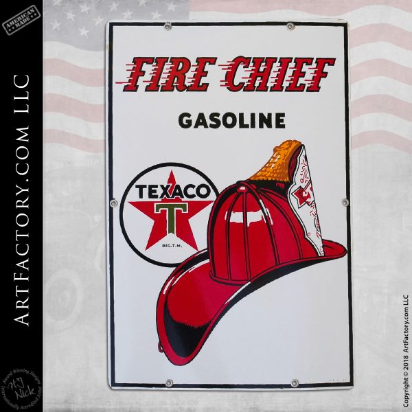 Vintage Fire Chief Gasoline Sign