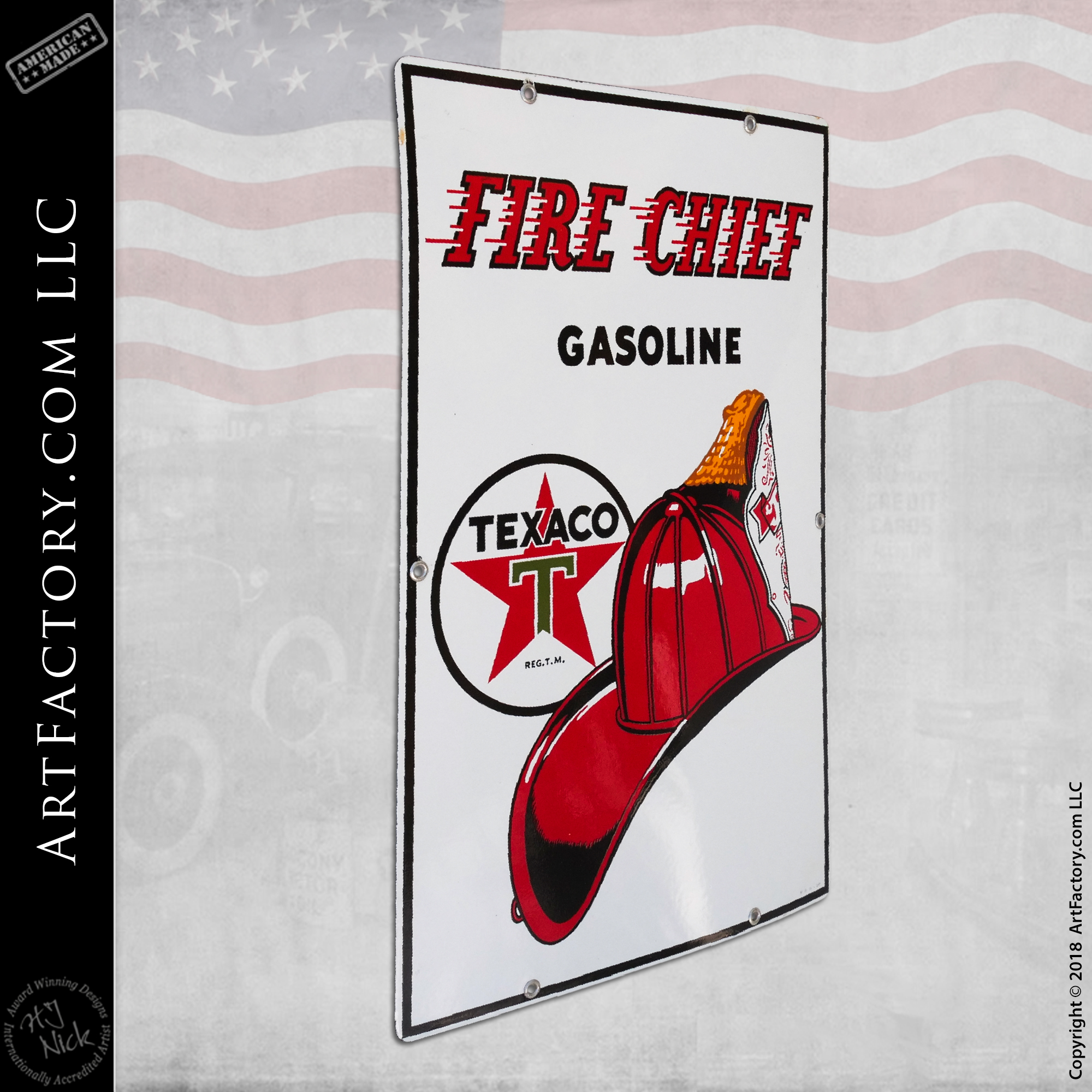 Vintage Fire Chief Gasoline Sign