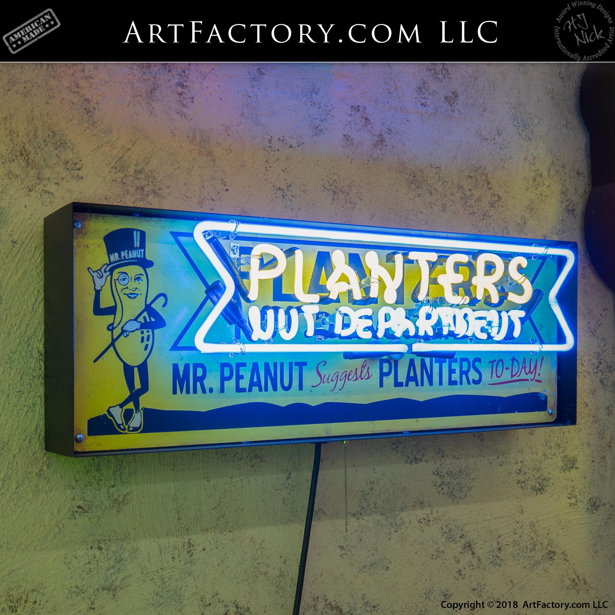 Vintage Mr. Peanut Planters Nut Department Neon Sign