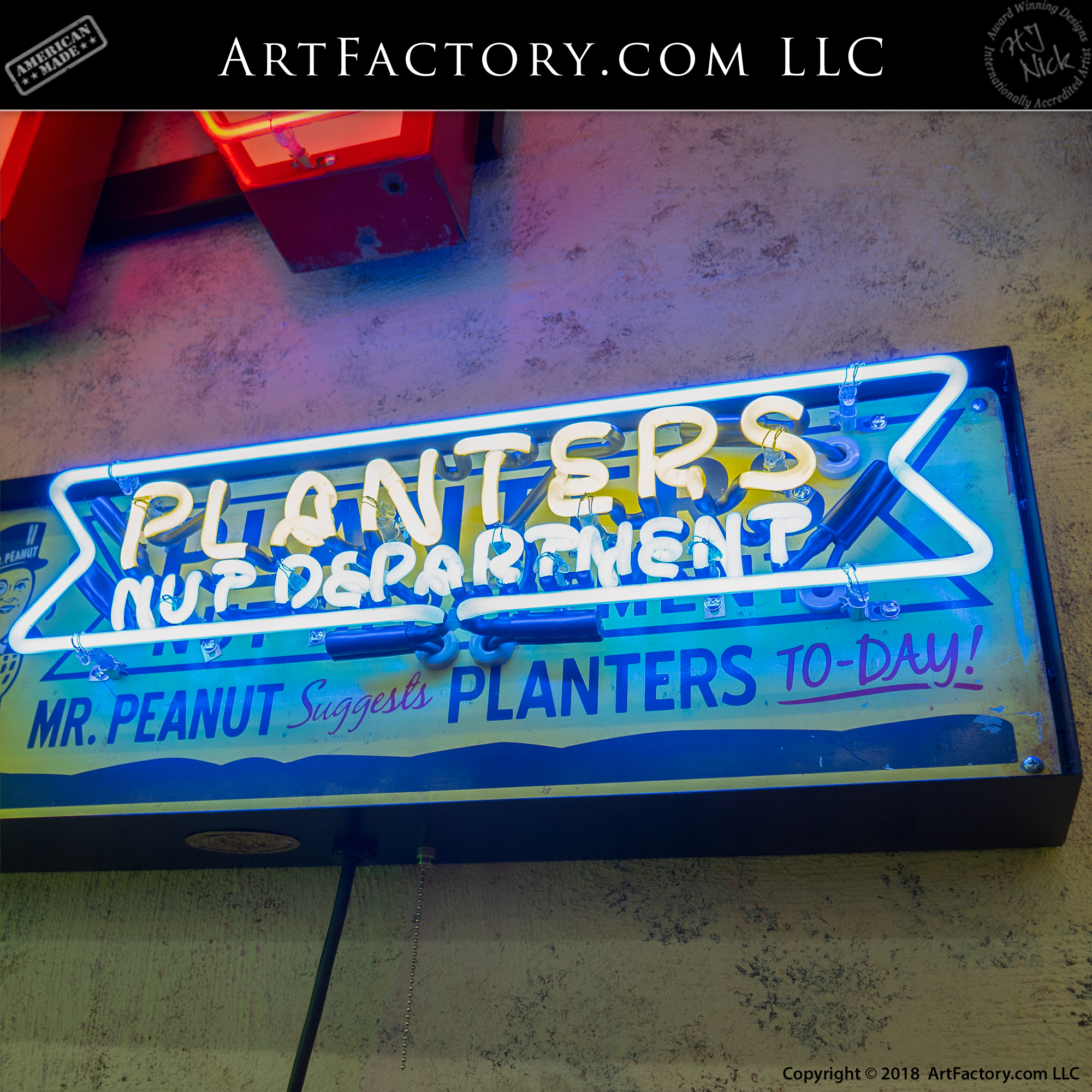 Vintage Mr. Peanut Planters Nut Department Neon Sign