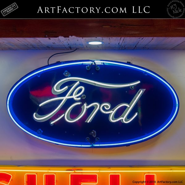 Vintage Blue Ford Auto Road Neon Sign