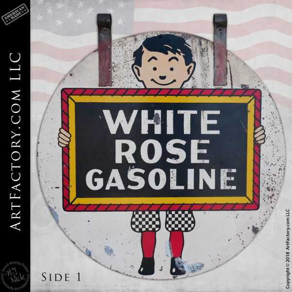 Vintage White Rose Gasoline Sign