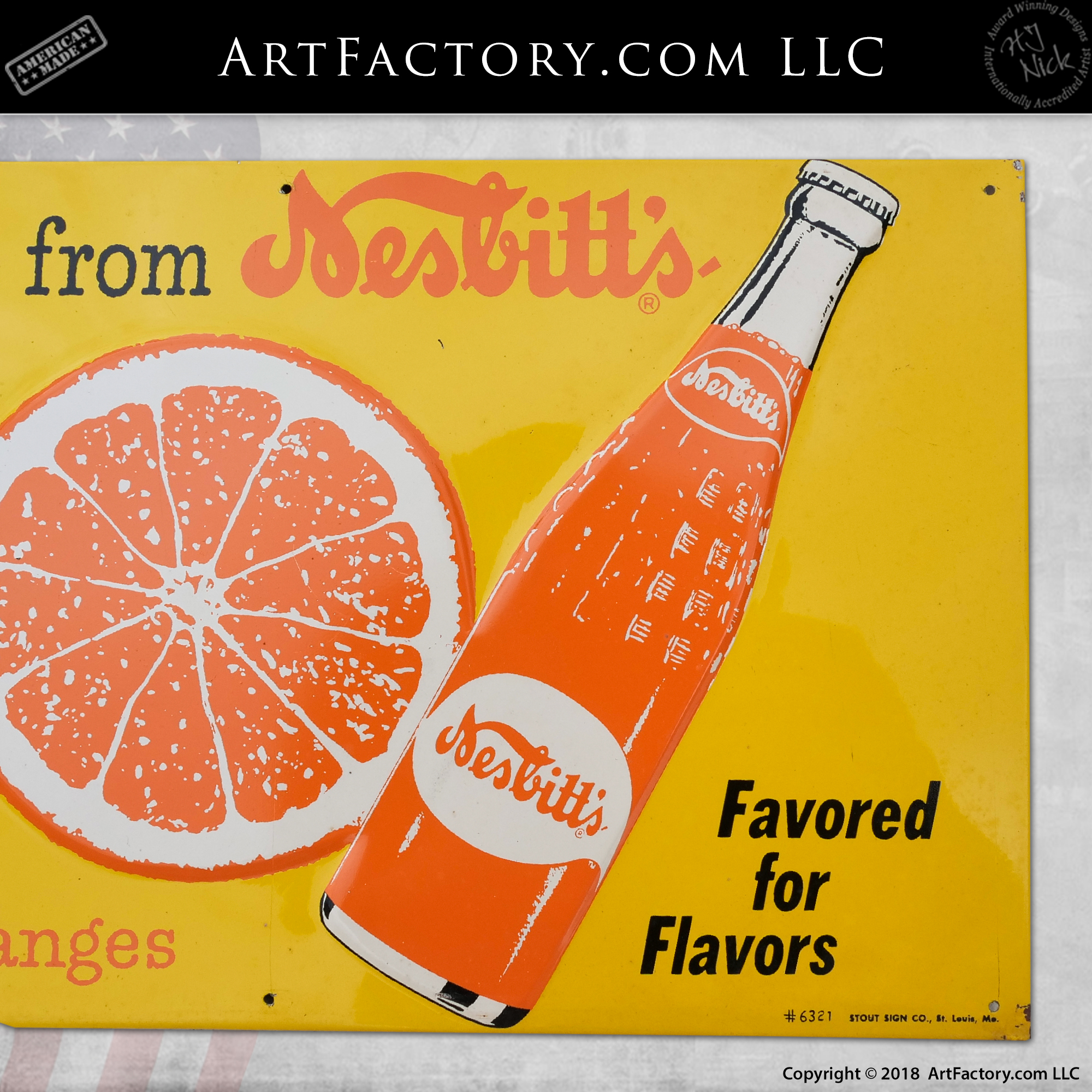 Nesbitt's Orange Soda Sign up close graphics
