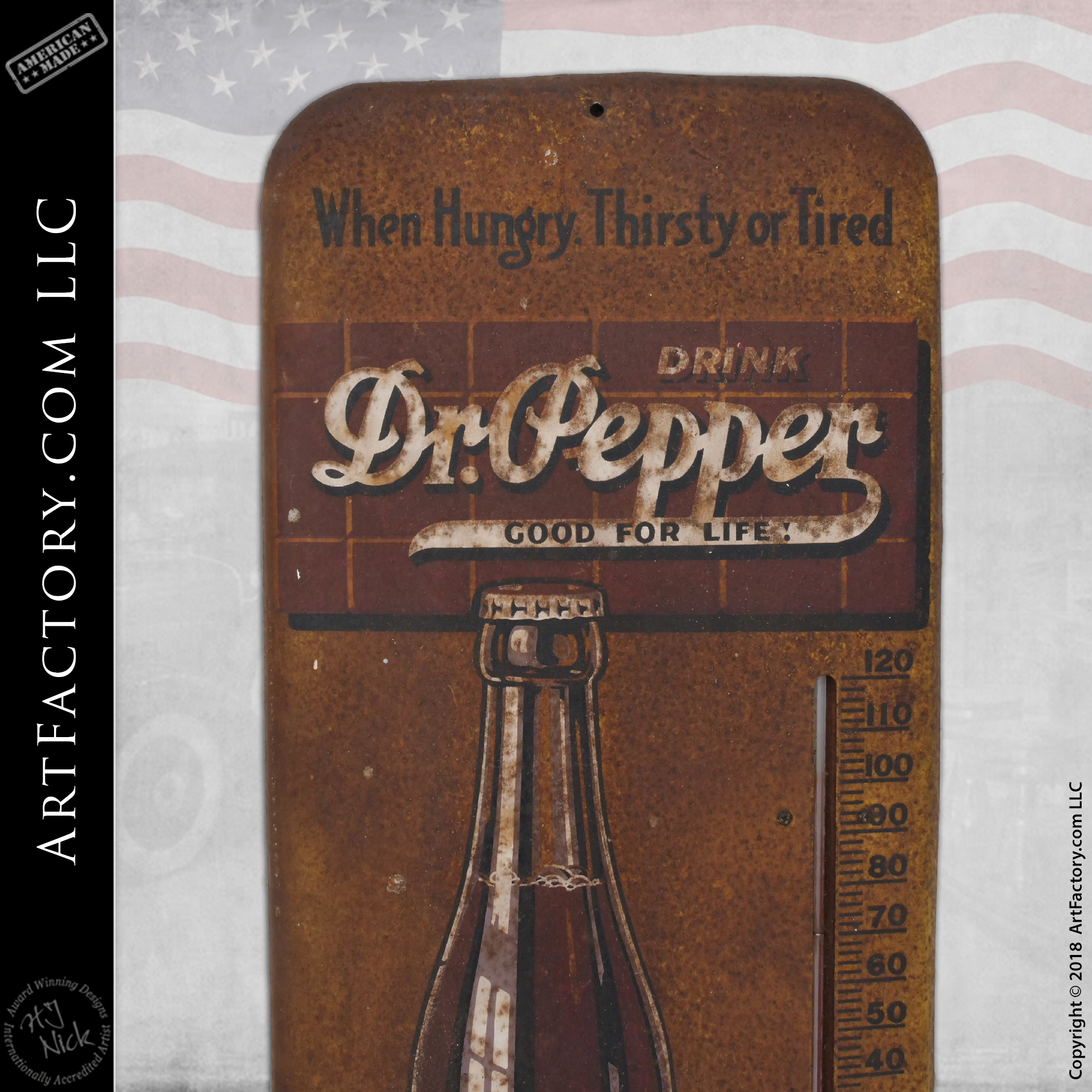 Rusty Dr. Pepper Thermometer Sign