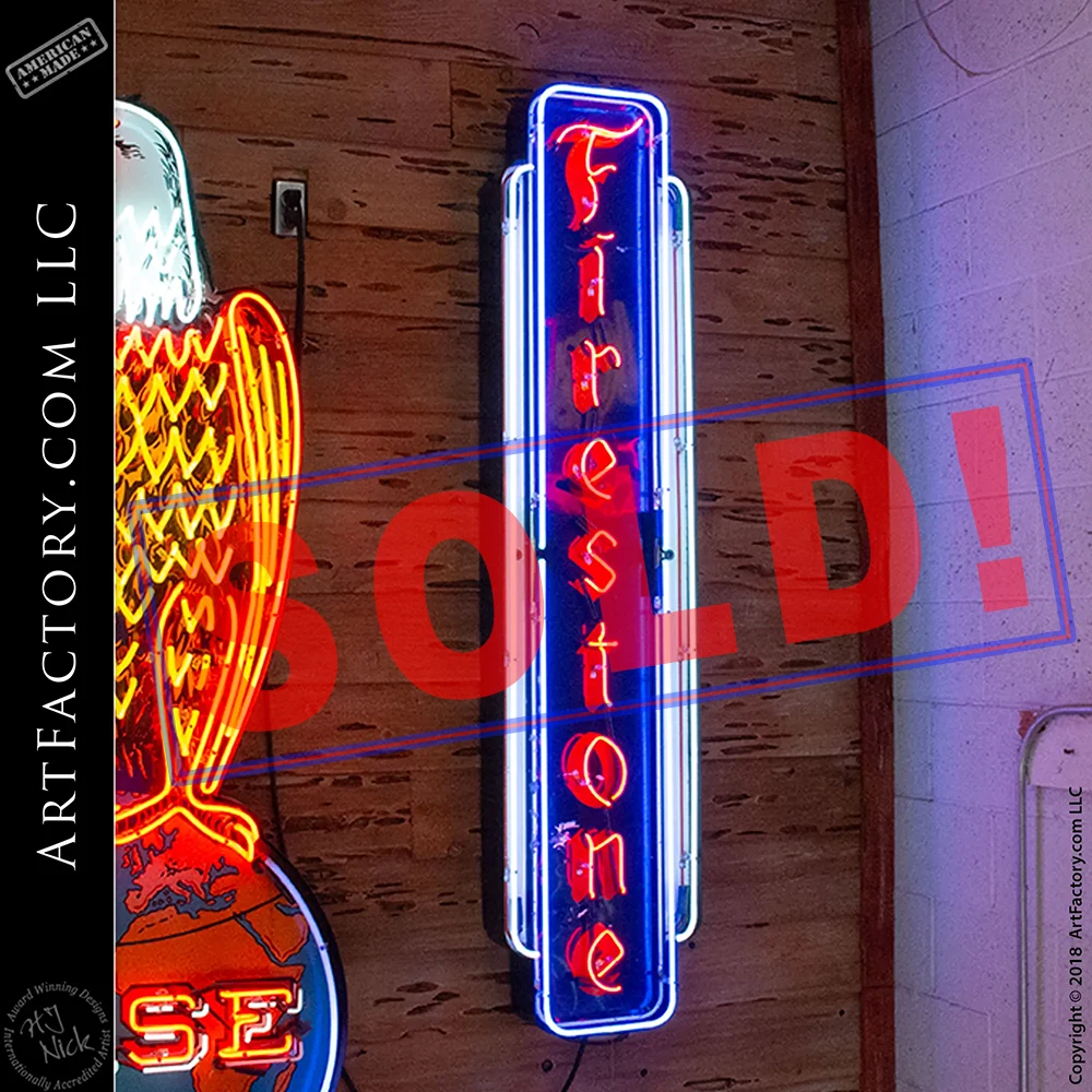 Firestone-neon-1 vintage rare Firestone neon sign lit