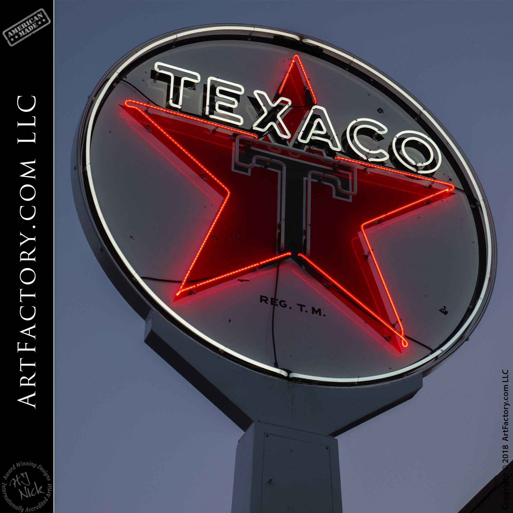 New Vintage Texaco Gas Station Neon Roadside Poll
