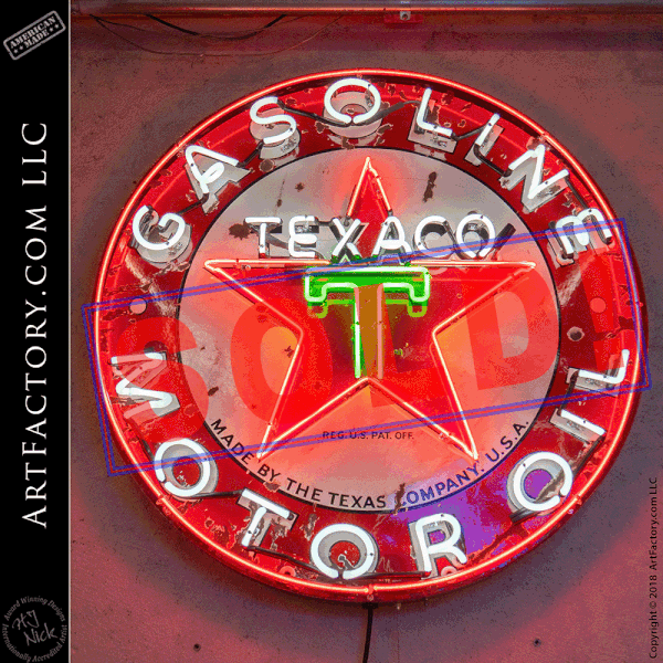 New Vintage Texaco Neon Gas Sign