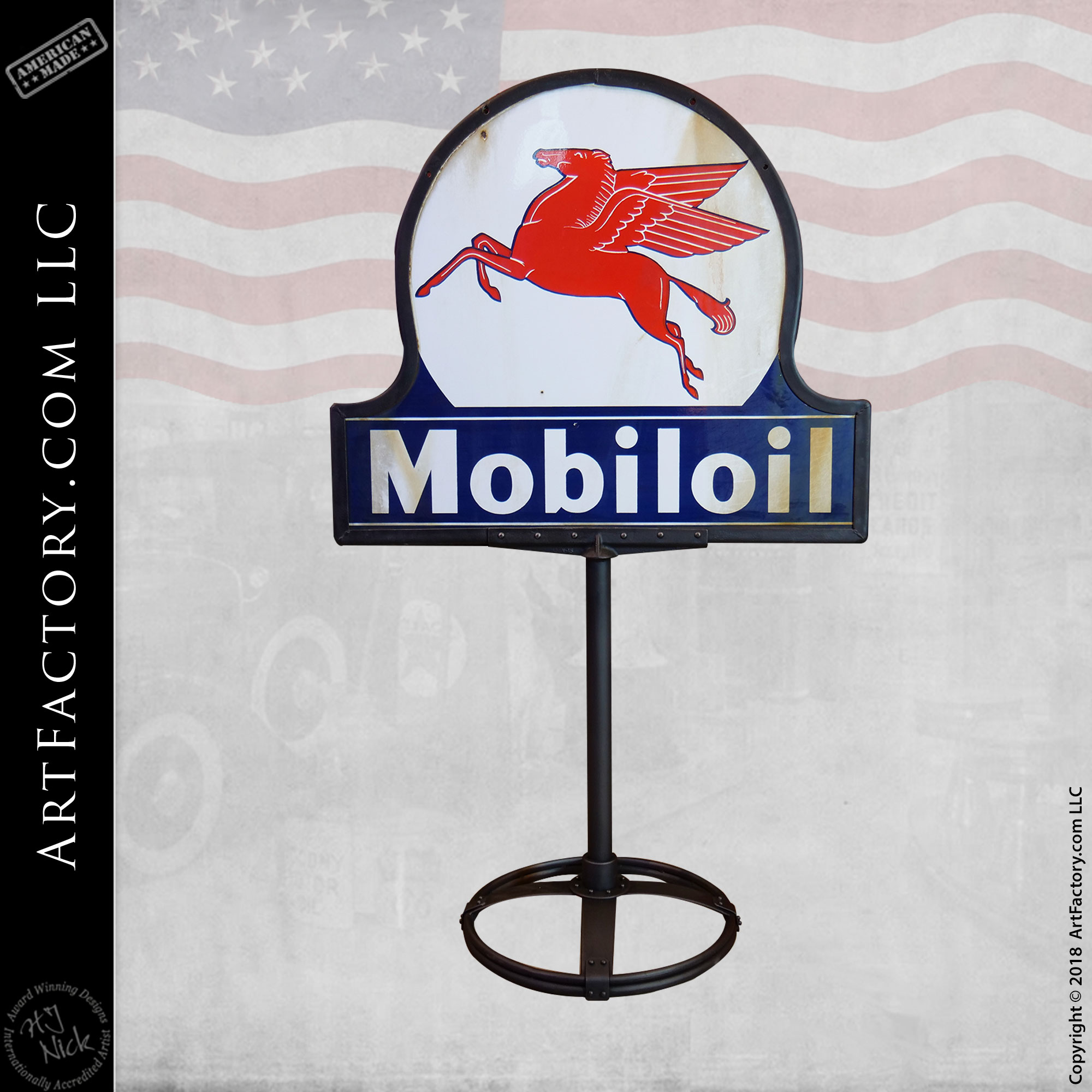 Mobile Oil Pegasus Stand Sign