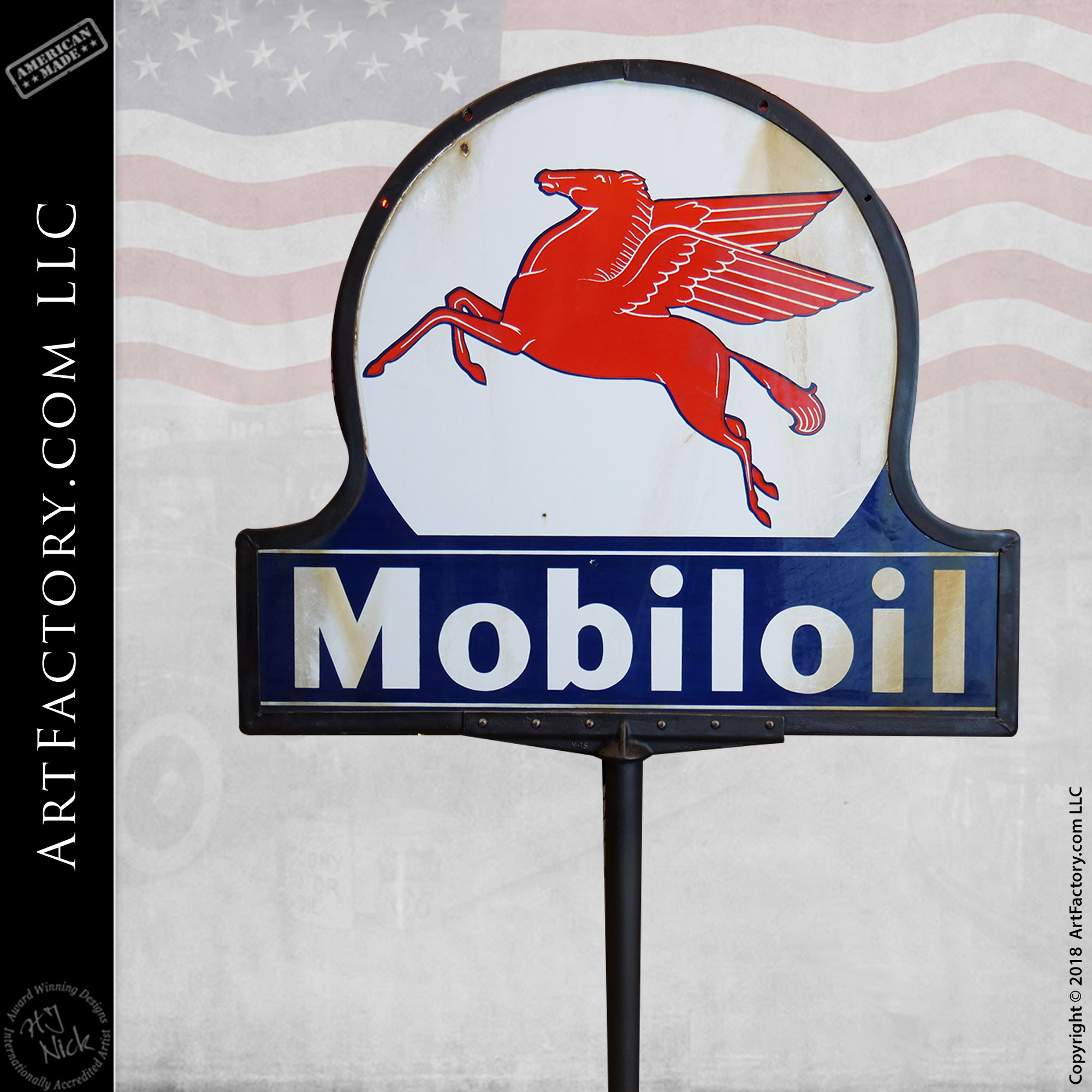 Mobile Oil Pegasus Stand Sign