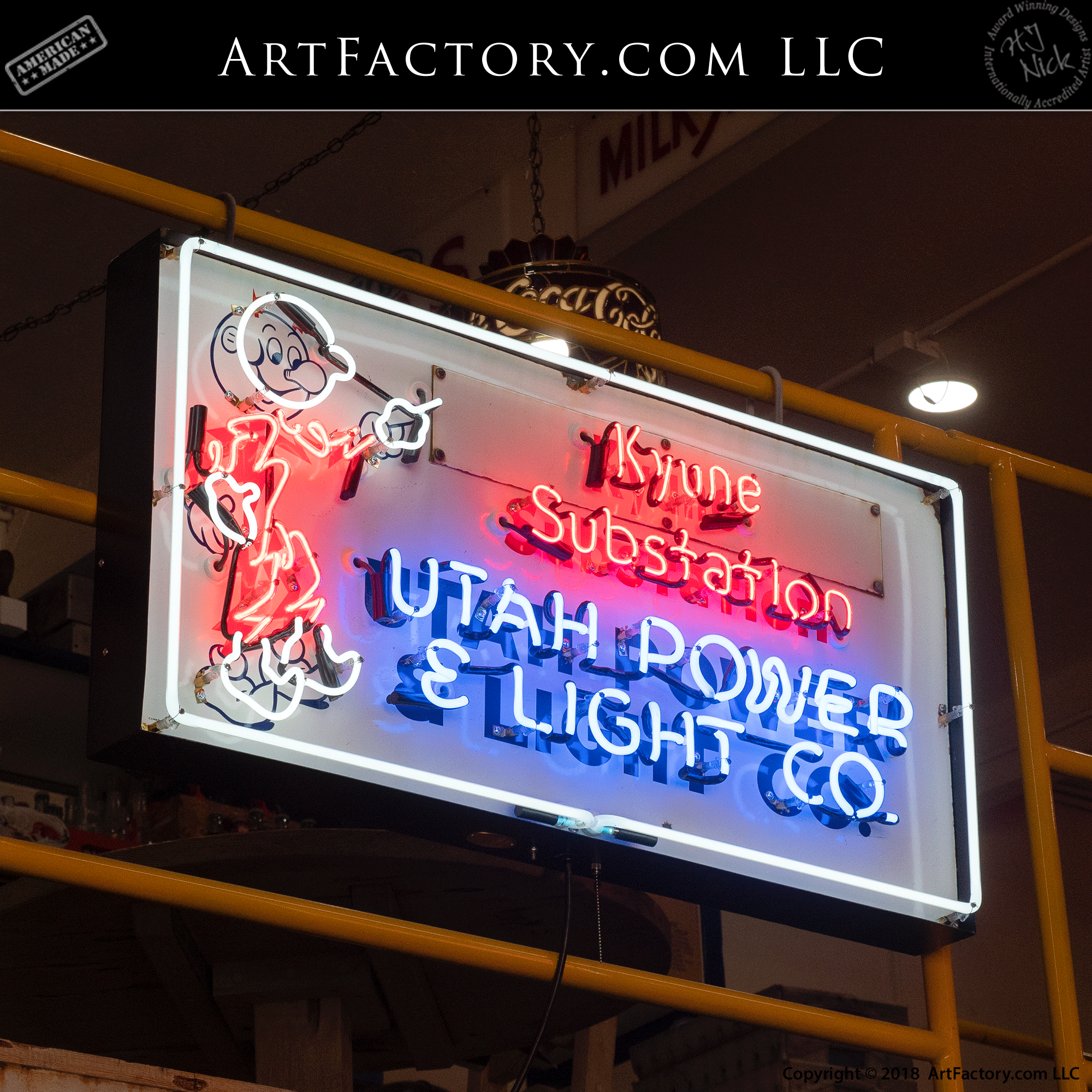 Vintage Reddy Kilowatt Utah Power Neon Sign