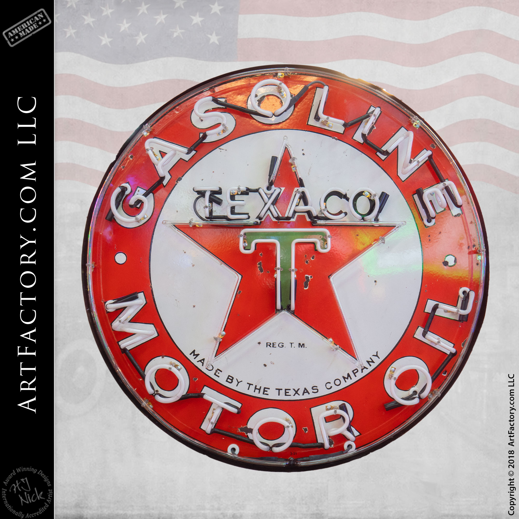 Vintage Texaco Gasoline Neon Road Sign