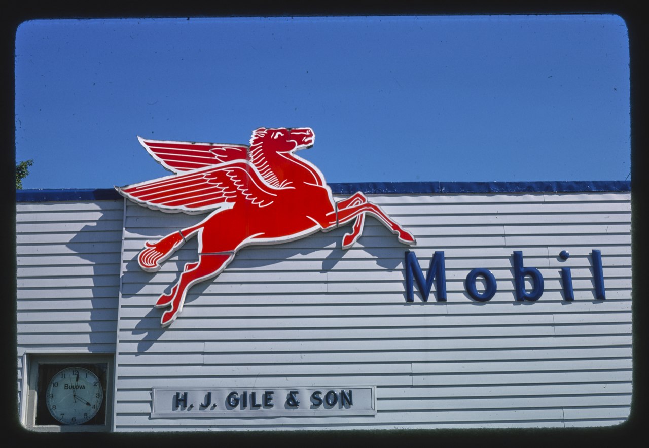 Gile & Son Mobil Gasoline sign, Main Street, Delhi, New York.