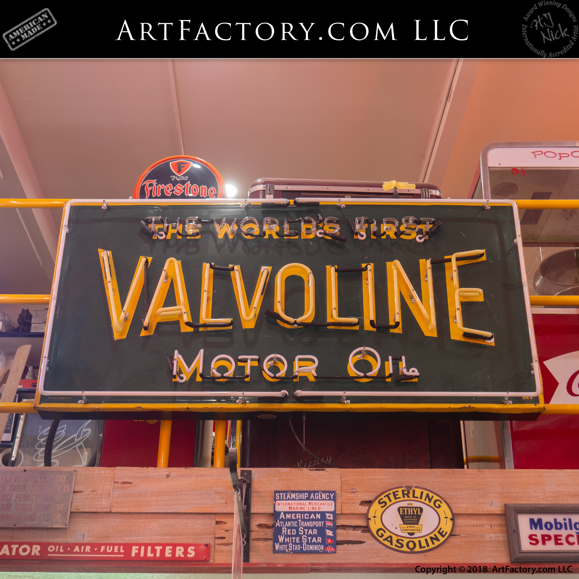 Vintage Valvoline Motor Oil Neon Road Sign